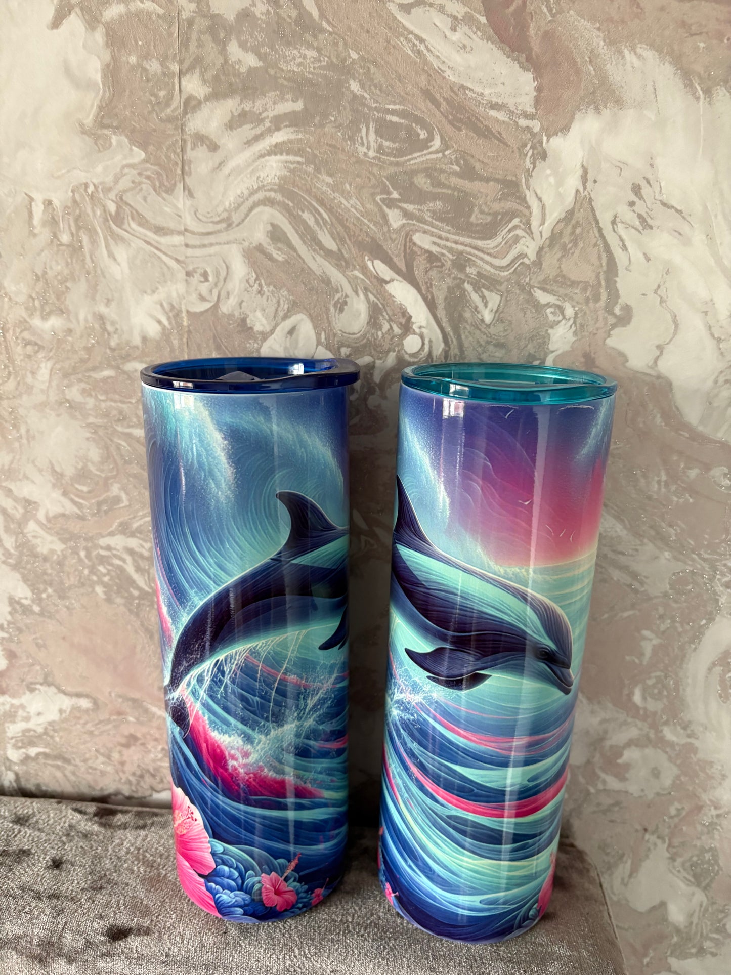 Handmade 20oz dolphin tumbler