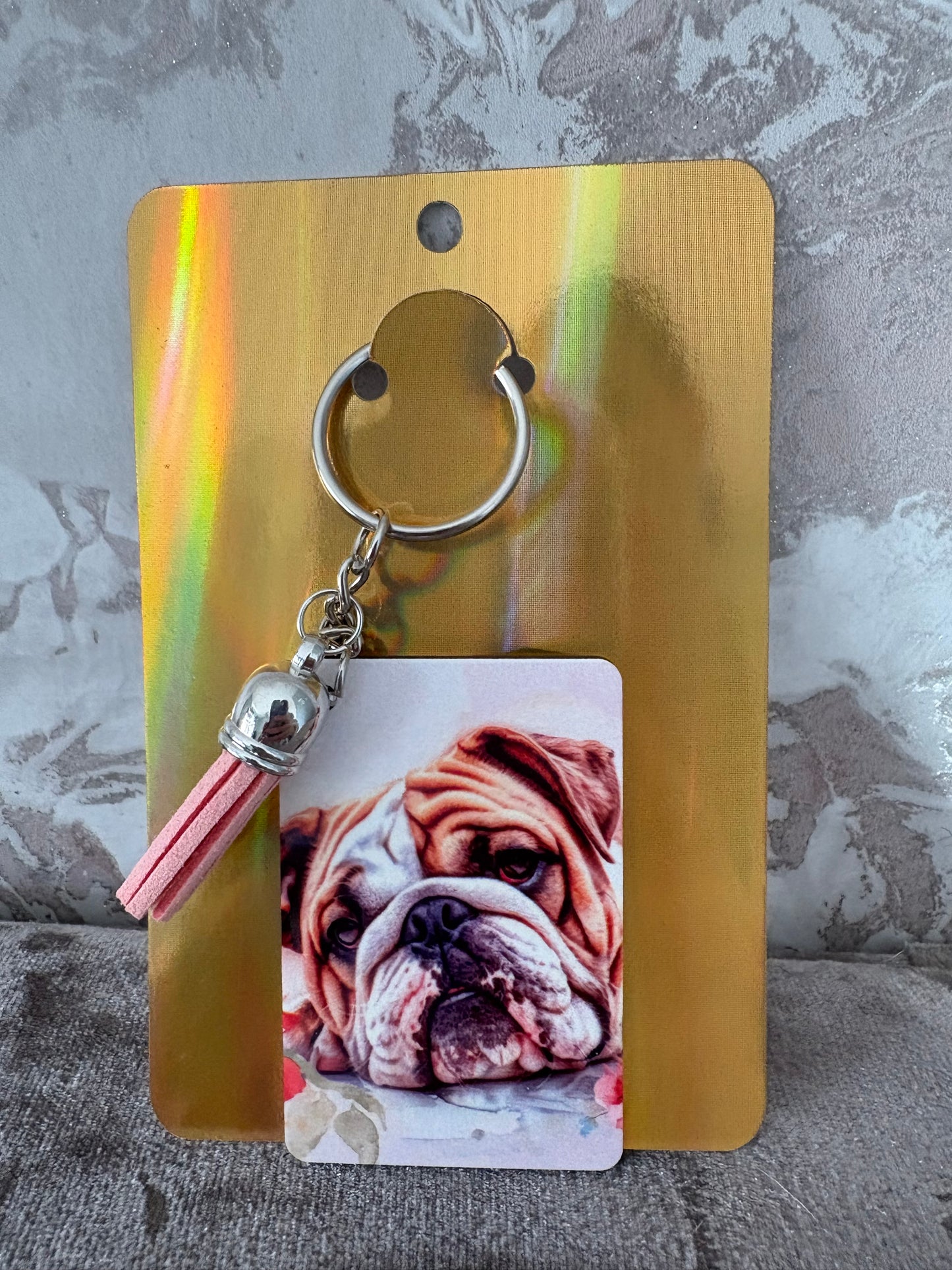 Handmade old English bulldog Keyring