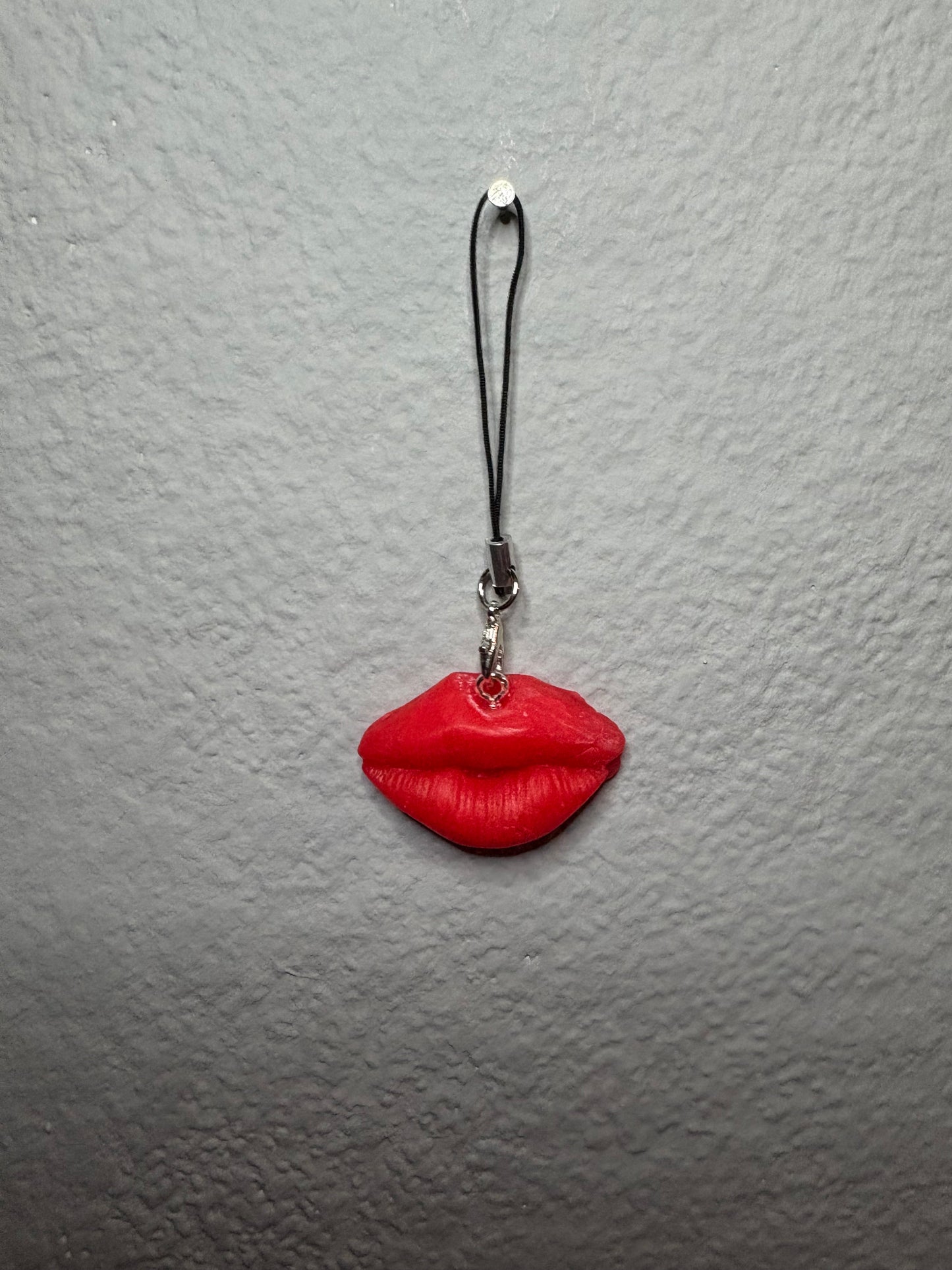 Handmade polymer clay lip phone charm
