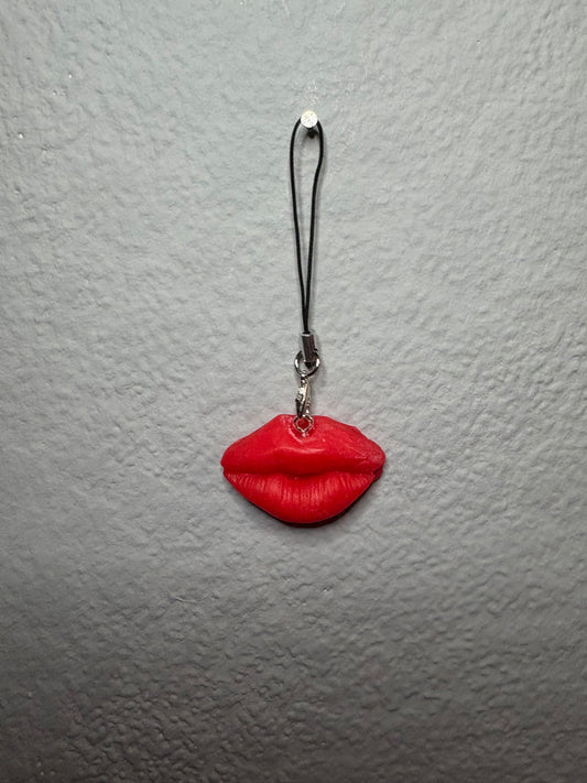 Handmade polymer clay lip phone charm