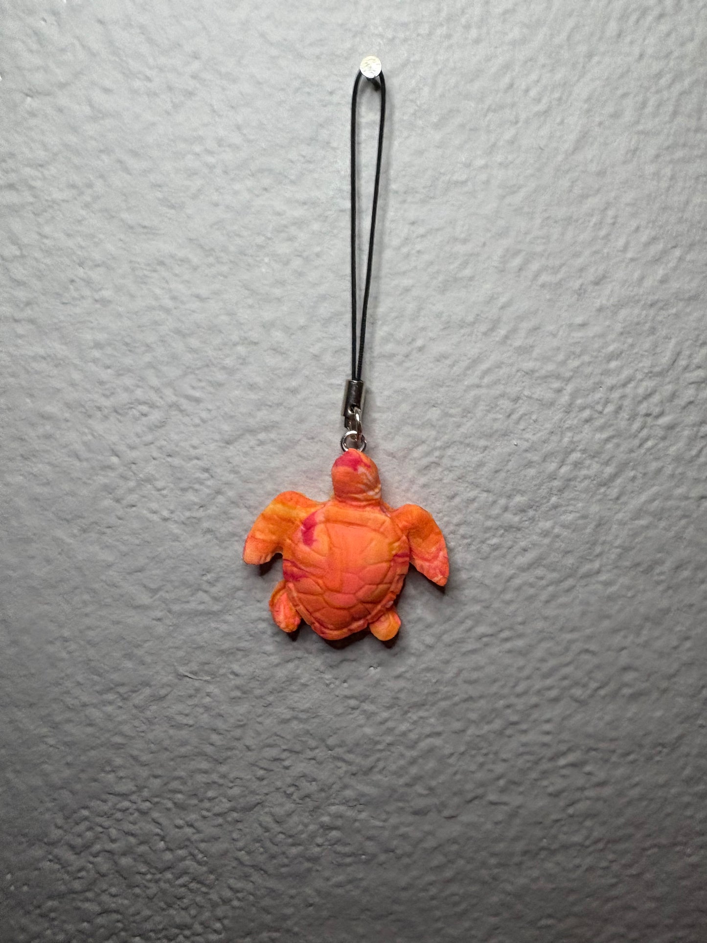 Handmade polymer clay turtle phone charm