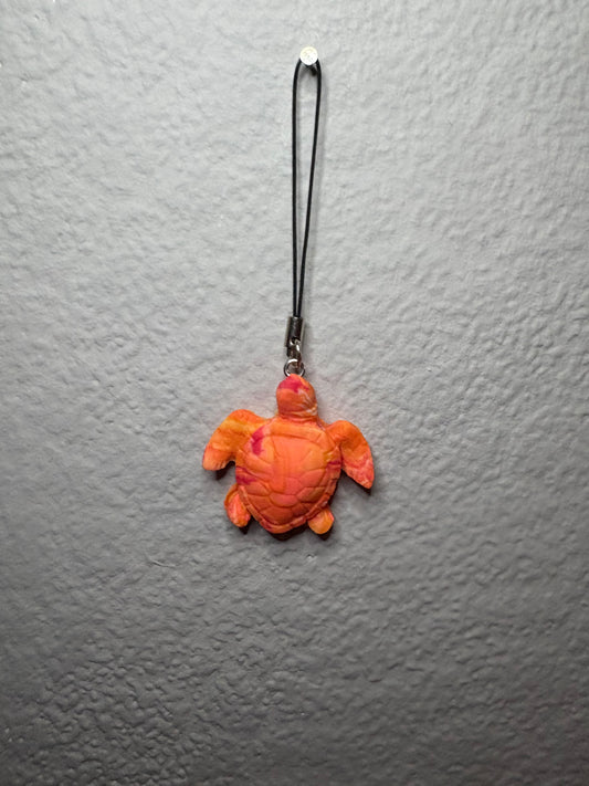 Handmade polymer clay turtle phone charm