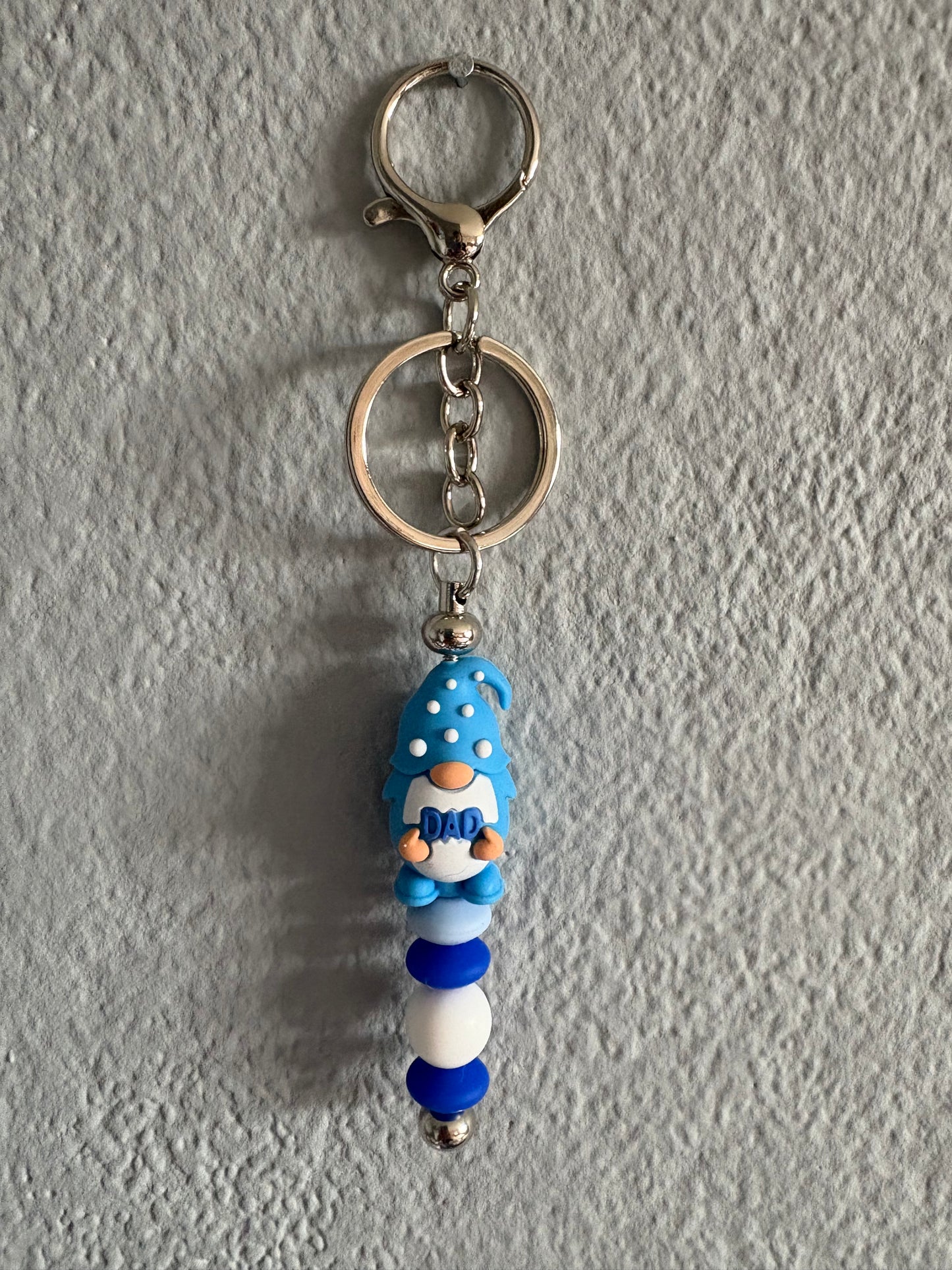 Handmade dad gnome bead keyrings