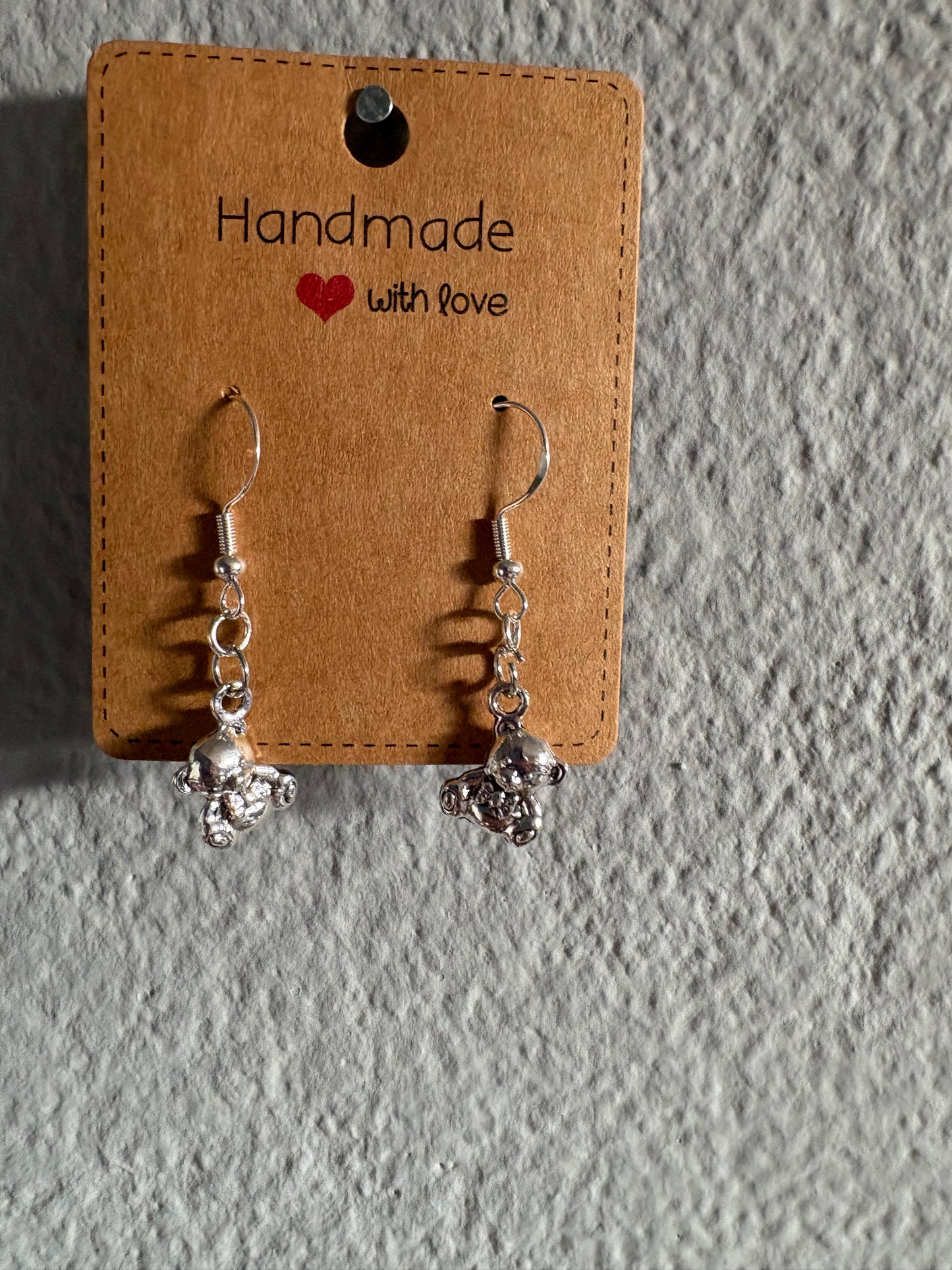 Handmade teddy bear earrings