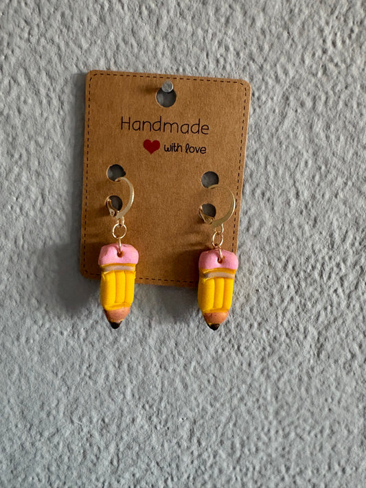 Handmade polymer clay pencils earrings