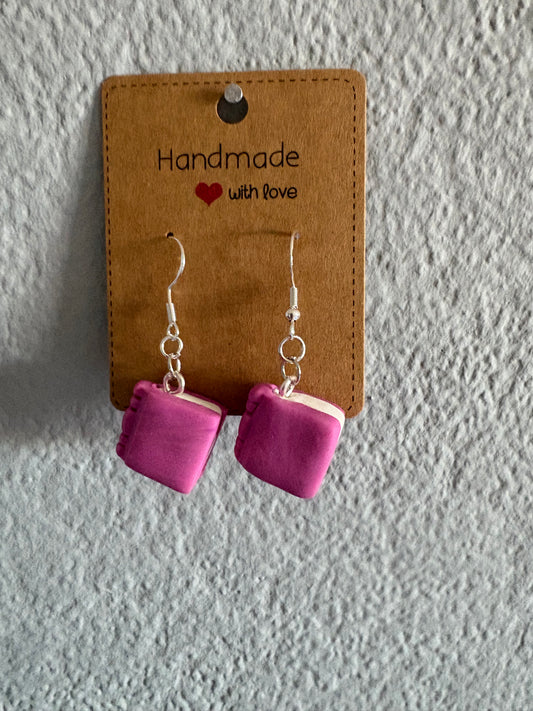 Handmade polymer clay book earrings