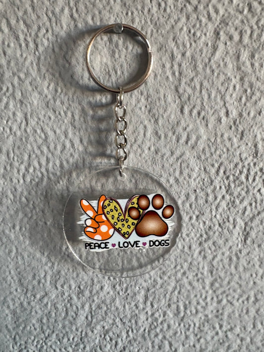 Handmade peace love dogs Keyring 1