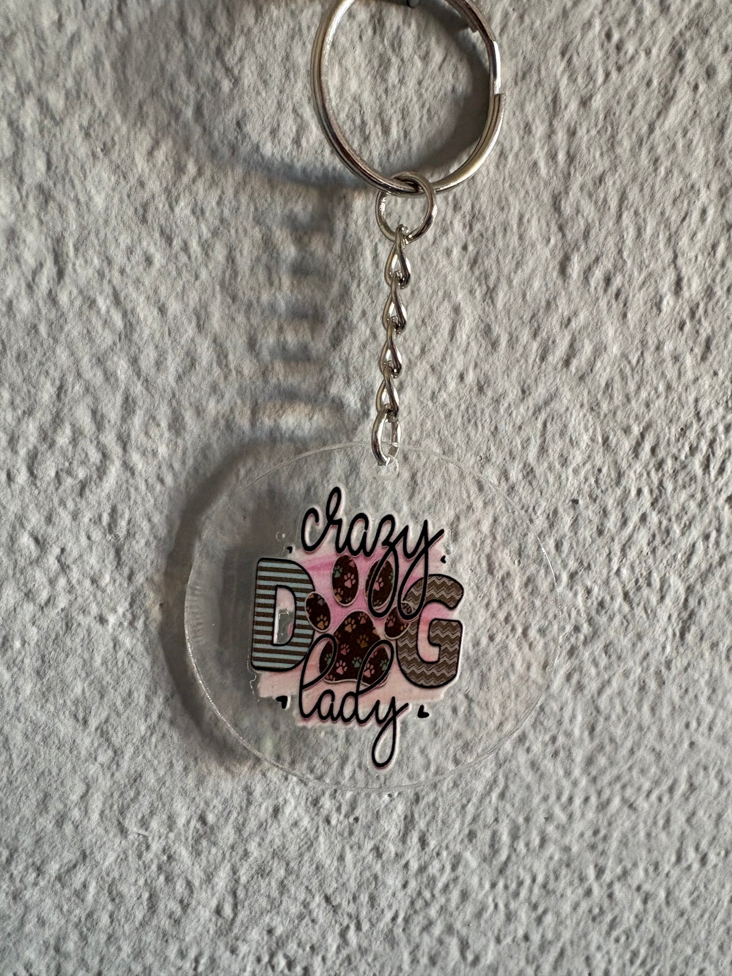 Handmade crazy dog lady Keyring
