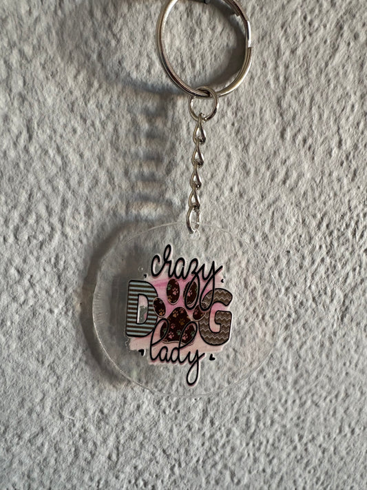 Handmade crazy dog lady Keyring