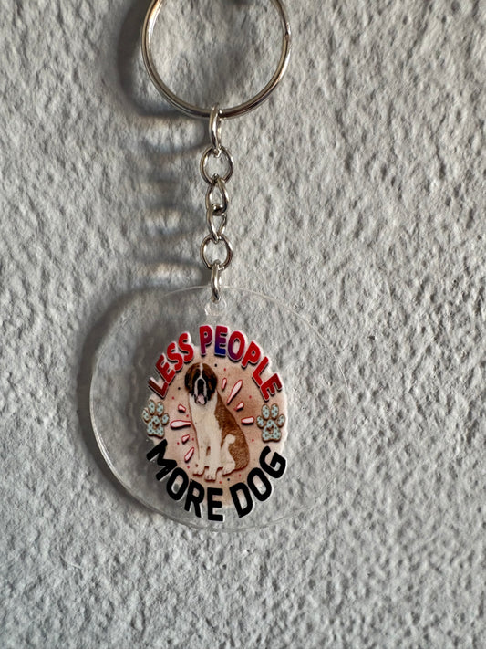 Handmade less people more dogs Keyring