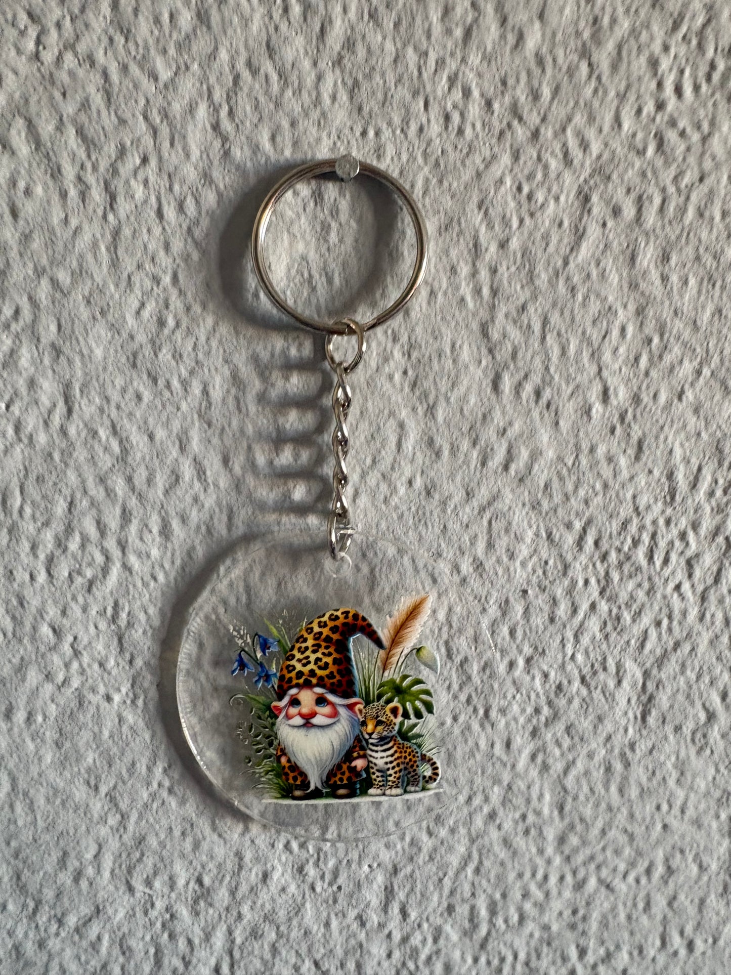 Handmade leopard gnome 2 Keyring