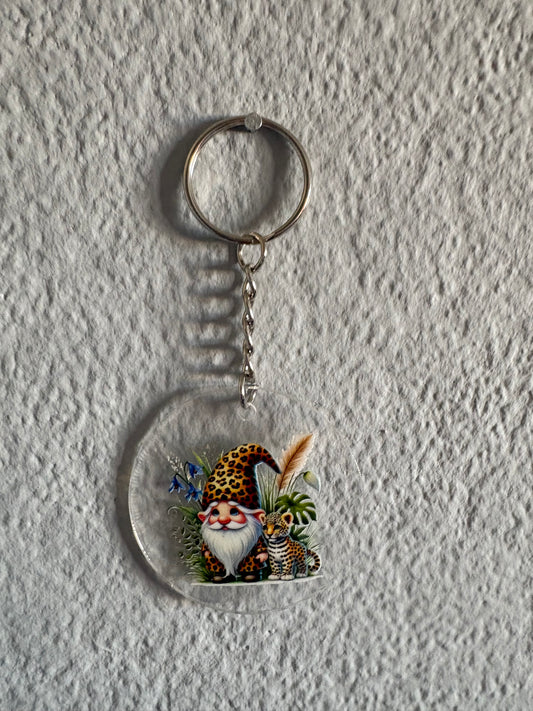 Handmade leopard gnome 2 Keyring