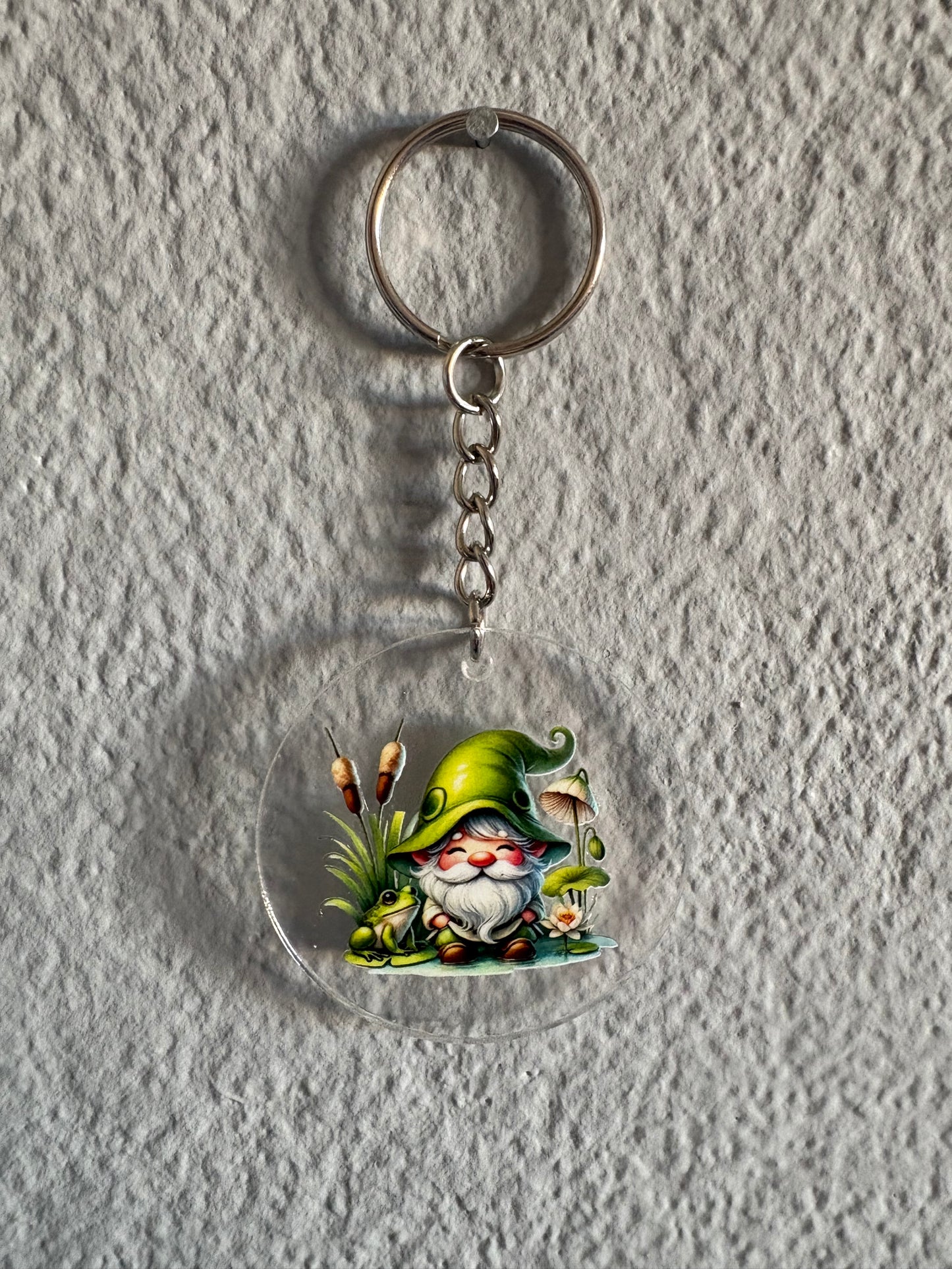 Handmade frog gnome Keyring