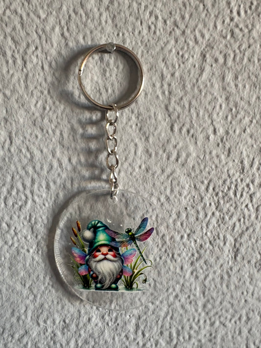 Handmade dragonfly 2 gnome Keyring