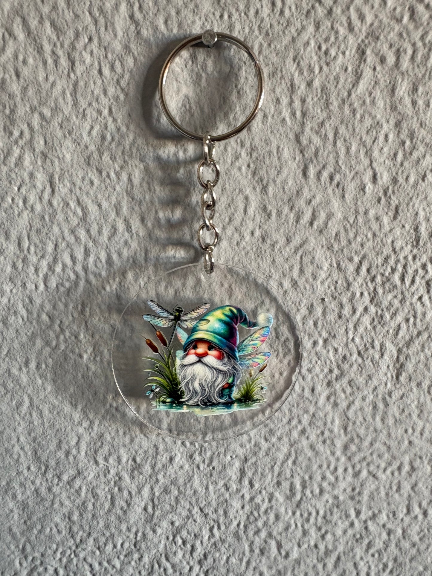 Handmade dragonfly gnome keyrIng