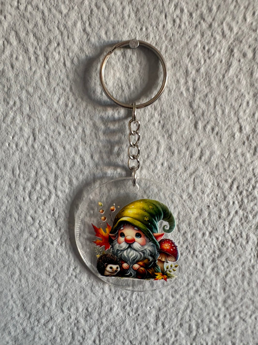 Handmade hedgehog gnome Keyring