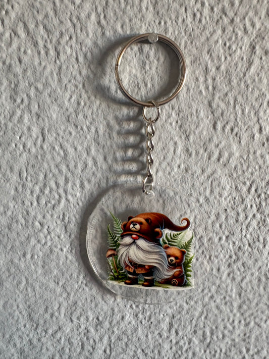 Handmade bear gnome keyring