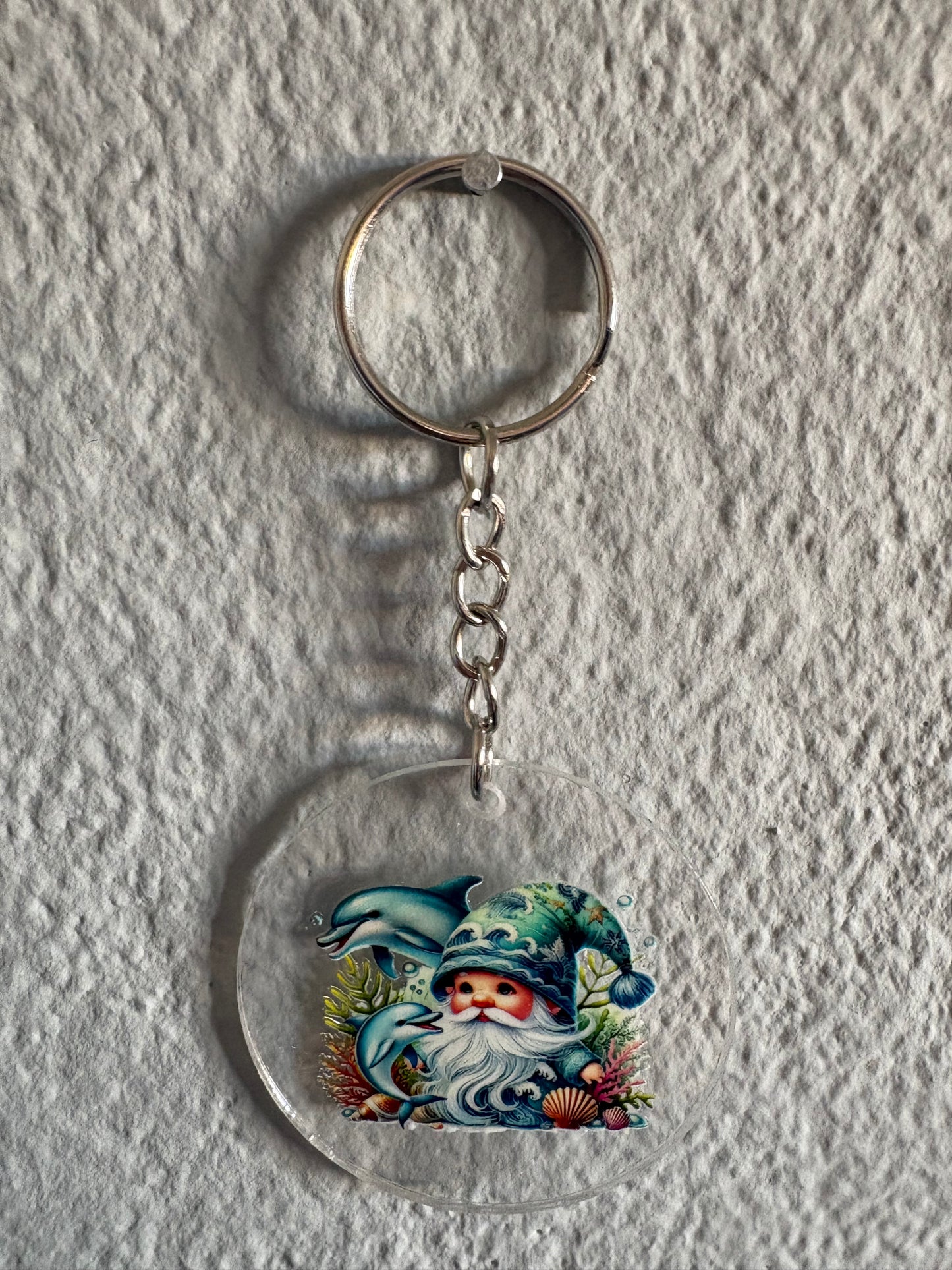 Handmade dolphin gnome keyrIng