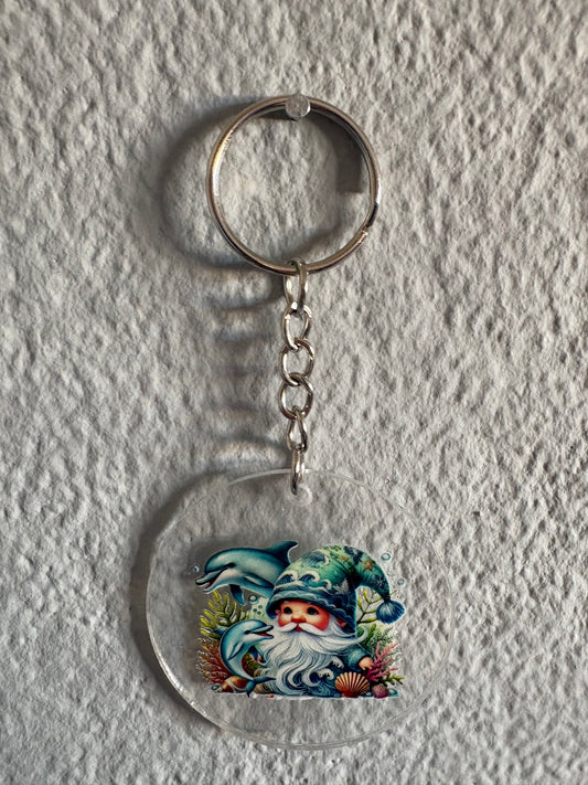 Handmade dolphin gnome keyrIng