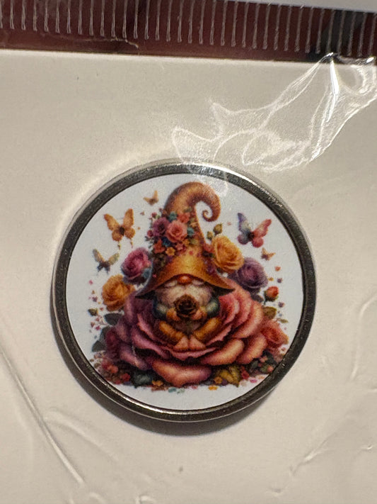 Handmade gnome badge pin 1