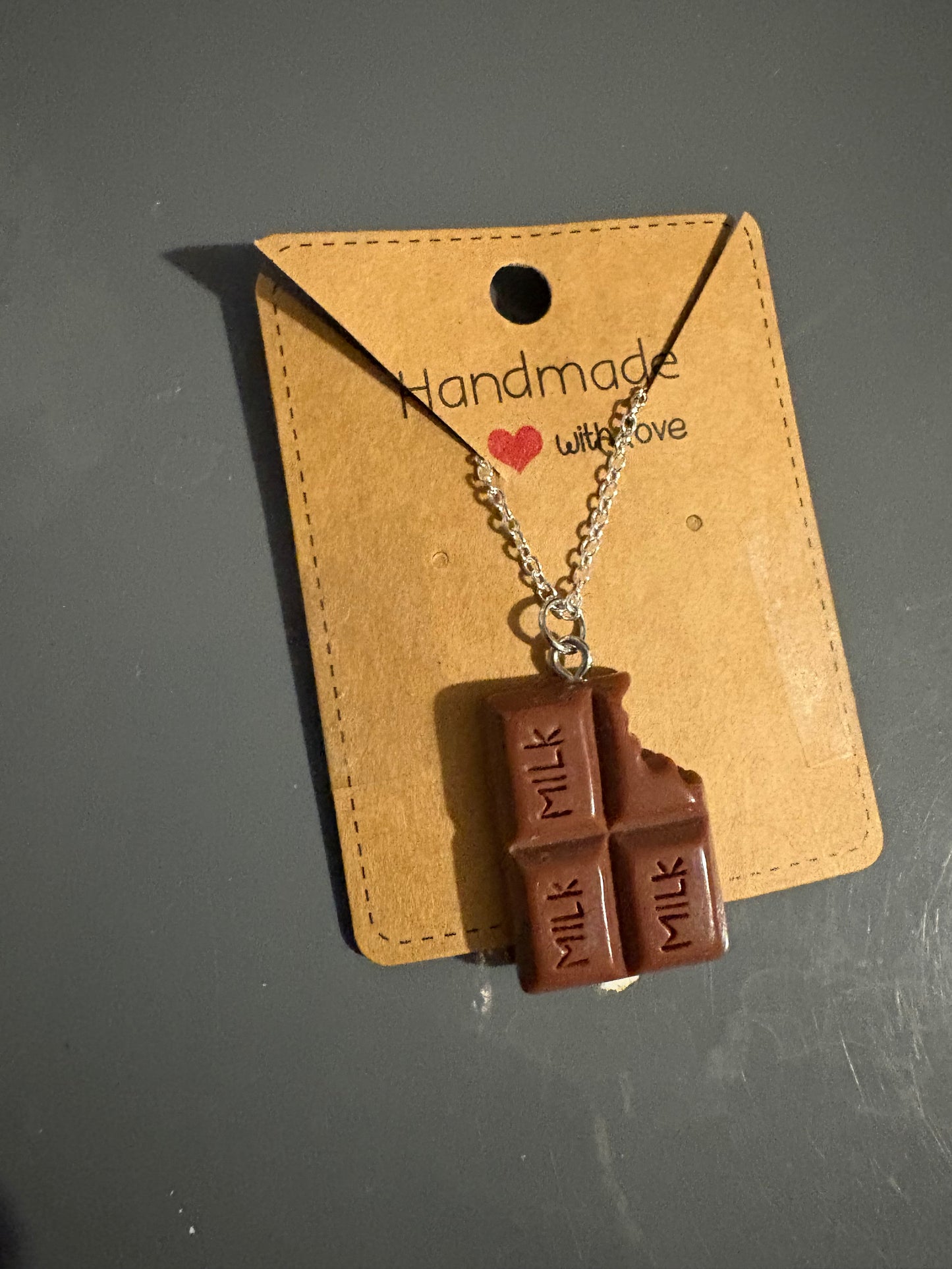 Handmade chocolate bar necklace