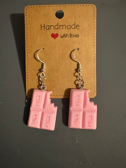 Handmade chocolate bar earrings