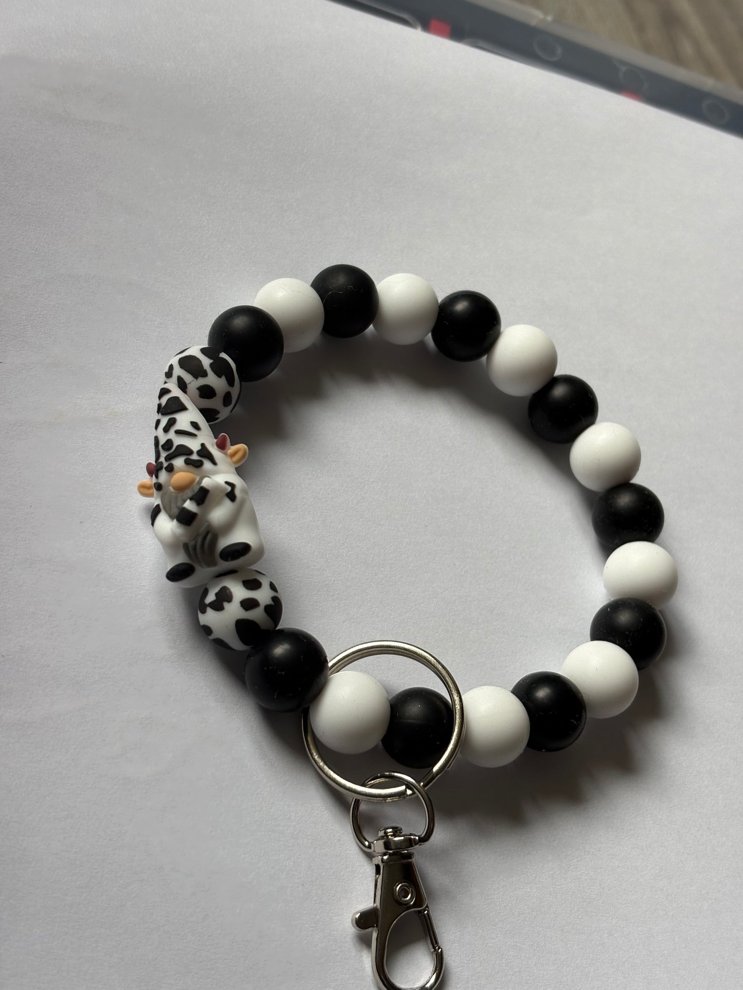 Handmade gnome cow wristlet