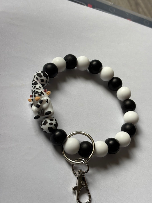 Handmade gnome cow wristlet