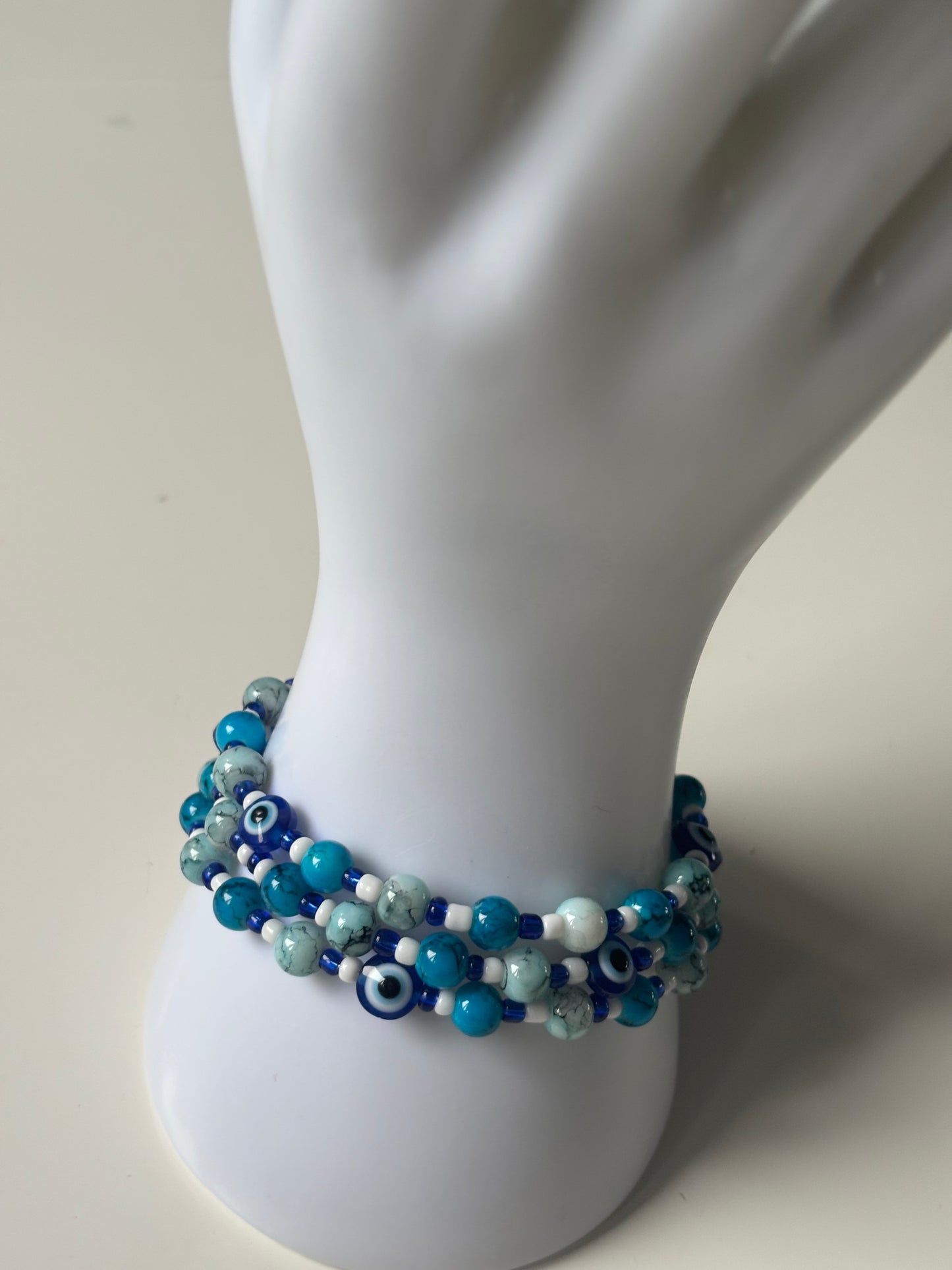 Handmade memory wire bead evil eye bracelet buy 1 get 1 free