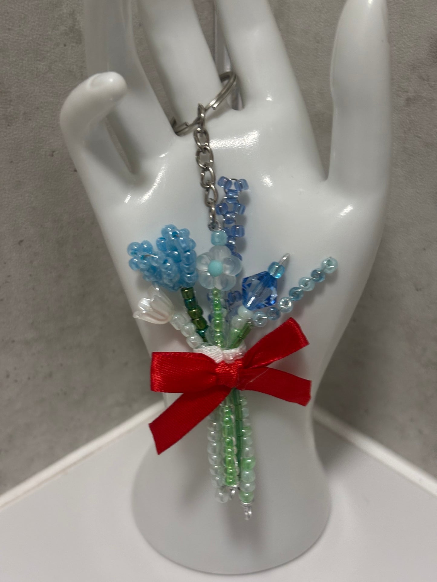 Handmade bead flower bouquet keyring