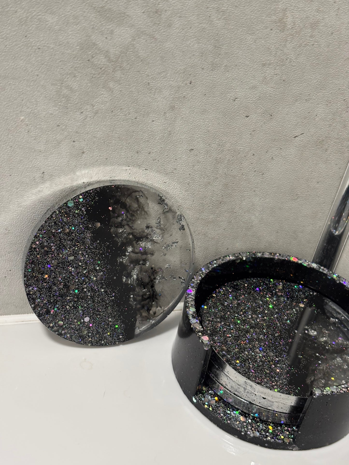 Handmade resin coaster set