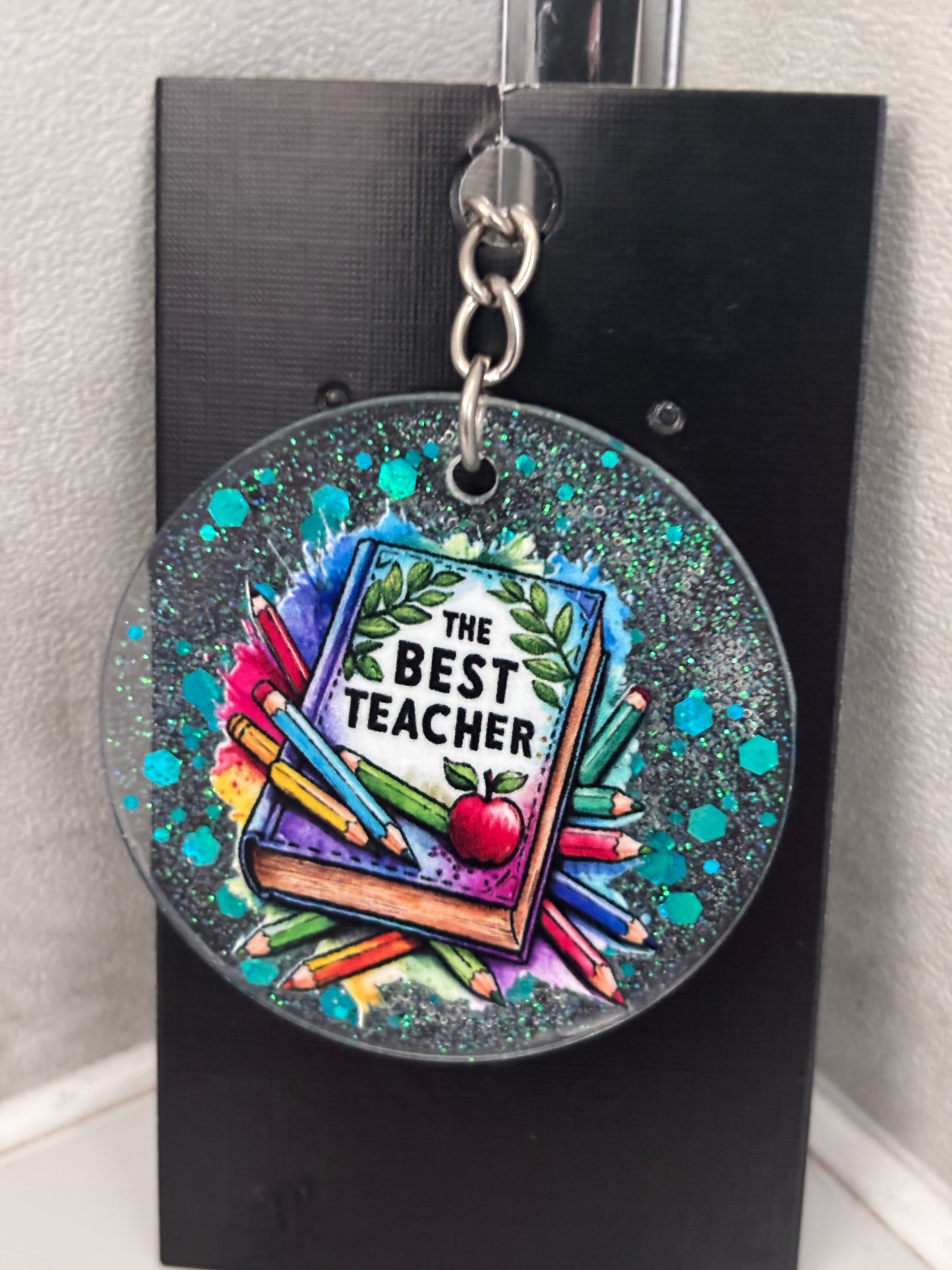 Handmade glitter teacher keyrings