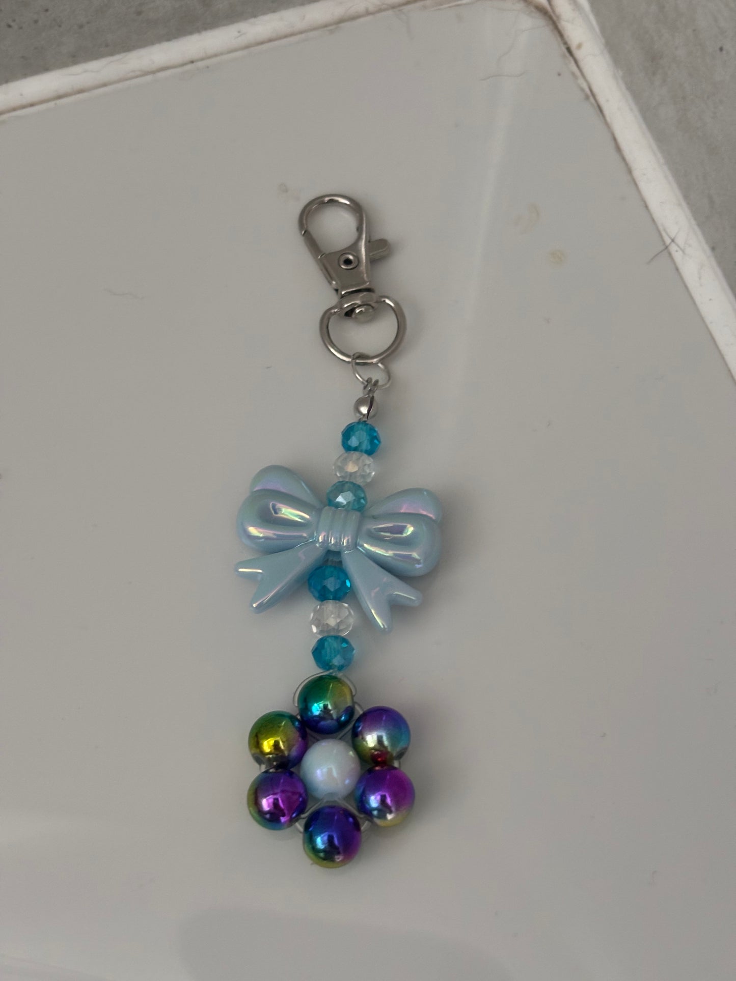 Handmade personalised  flower and bow bag charms