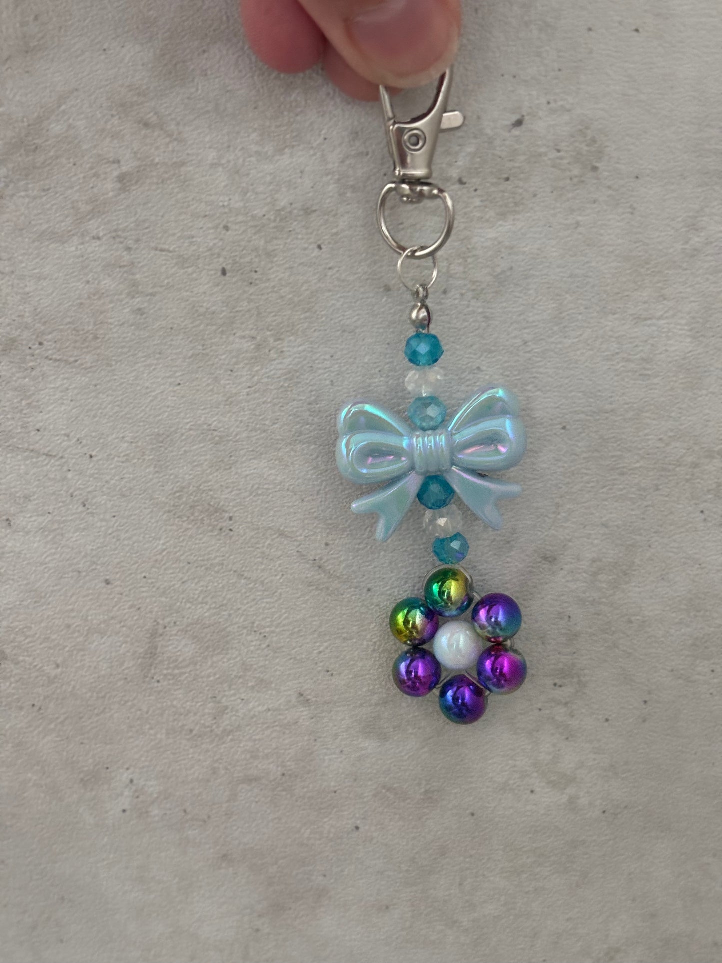 Handmade personalised  flower and bow bag charms