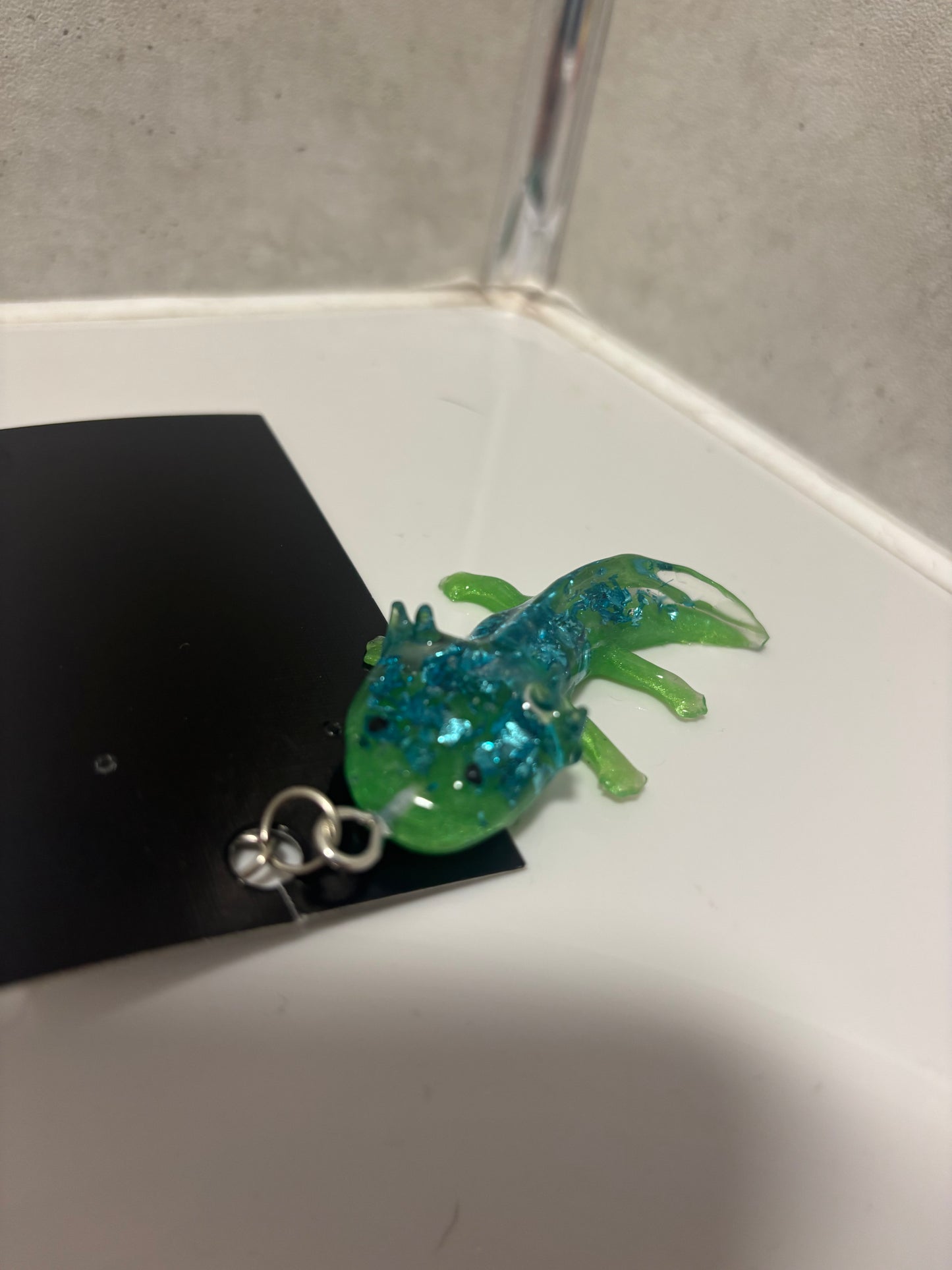 handmade resin axolotl’s keyring