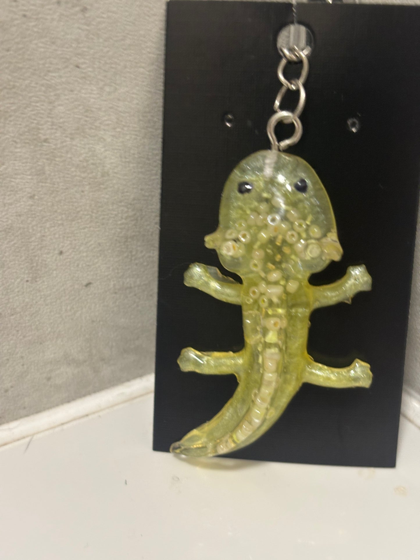 handmade resin axolotl’s keyring