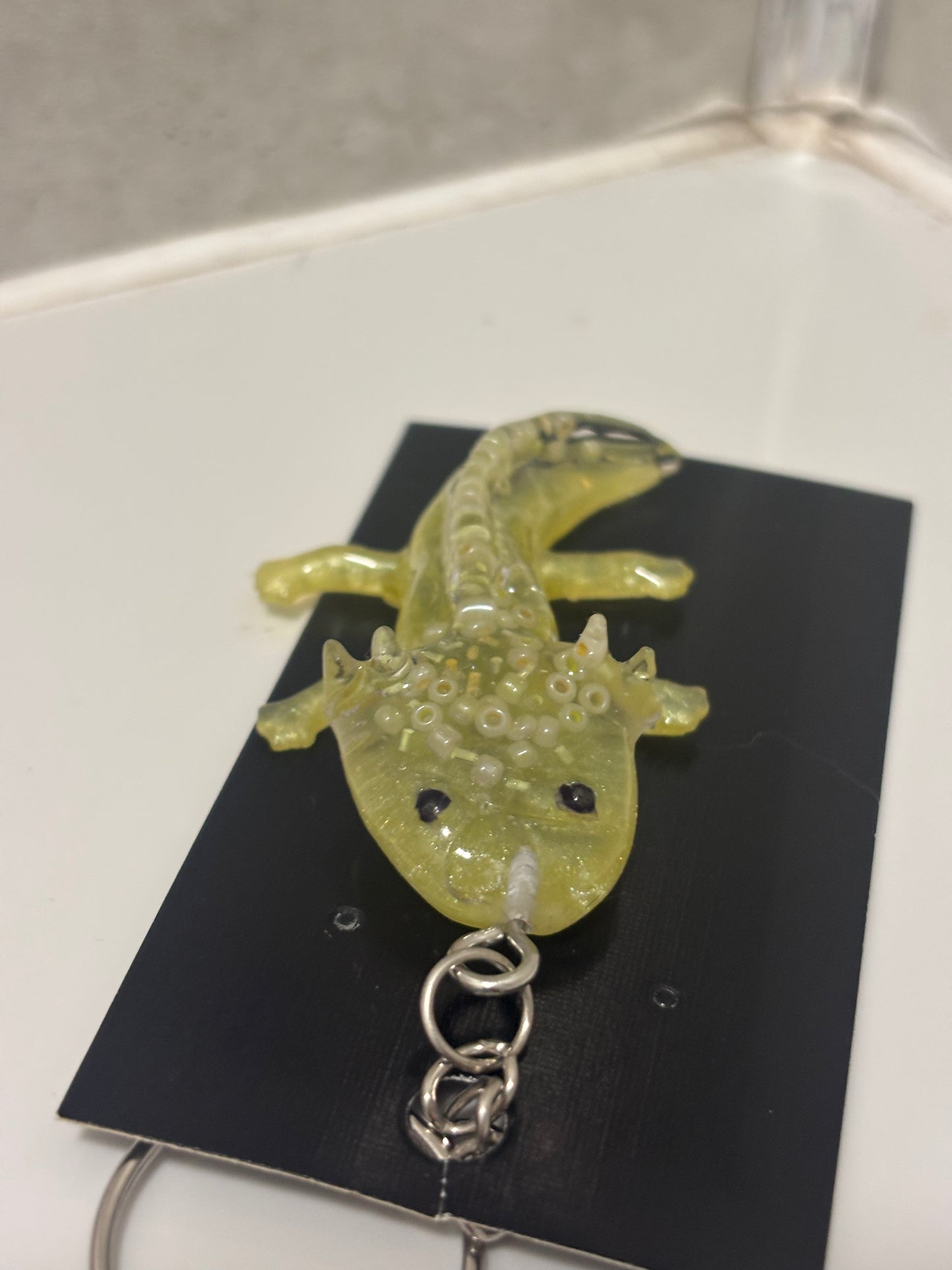 handmade resin axolotl’s keyring