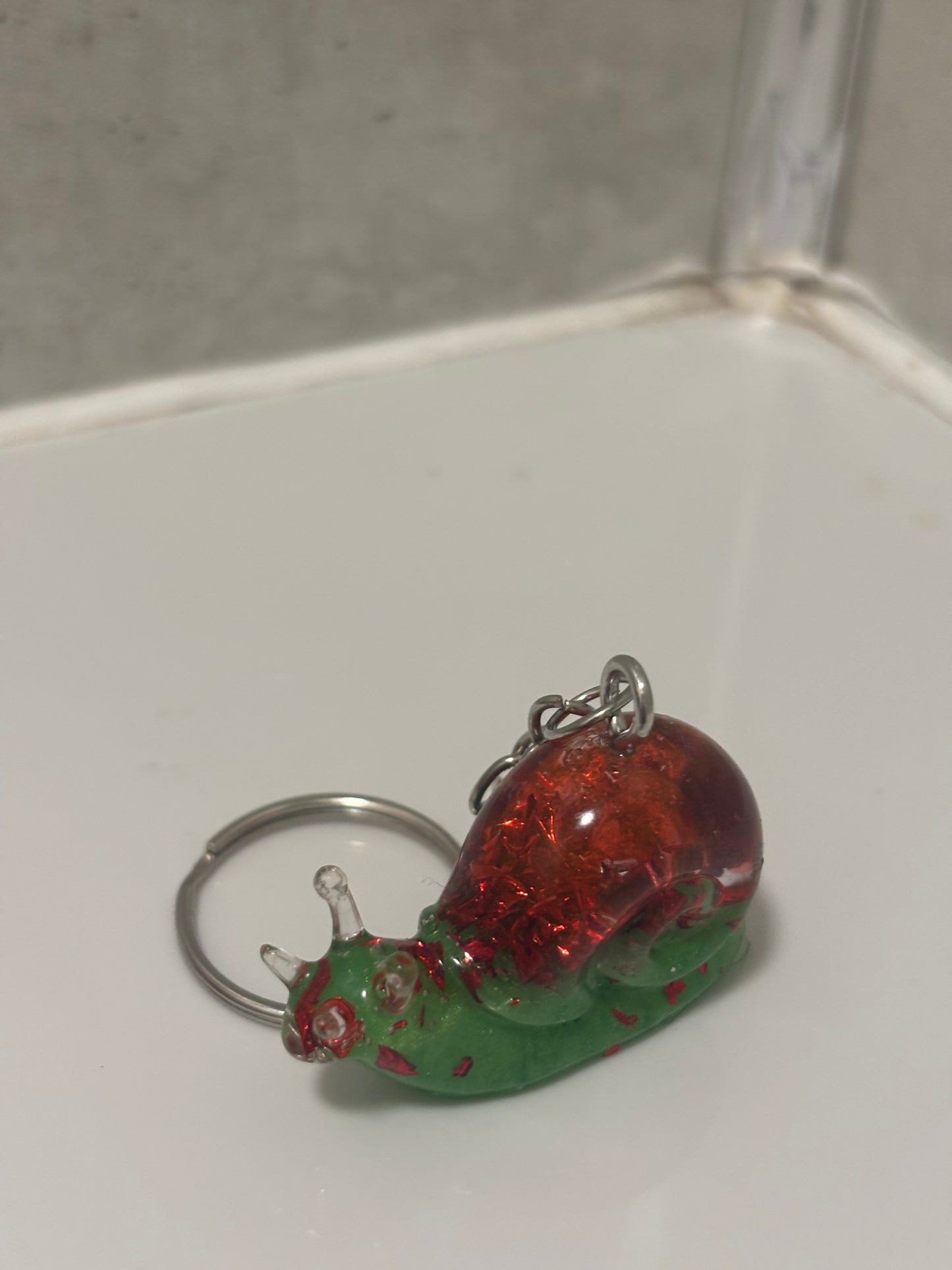 Handmade resin snail keyrings