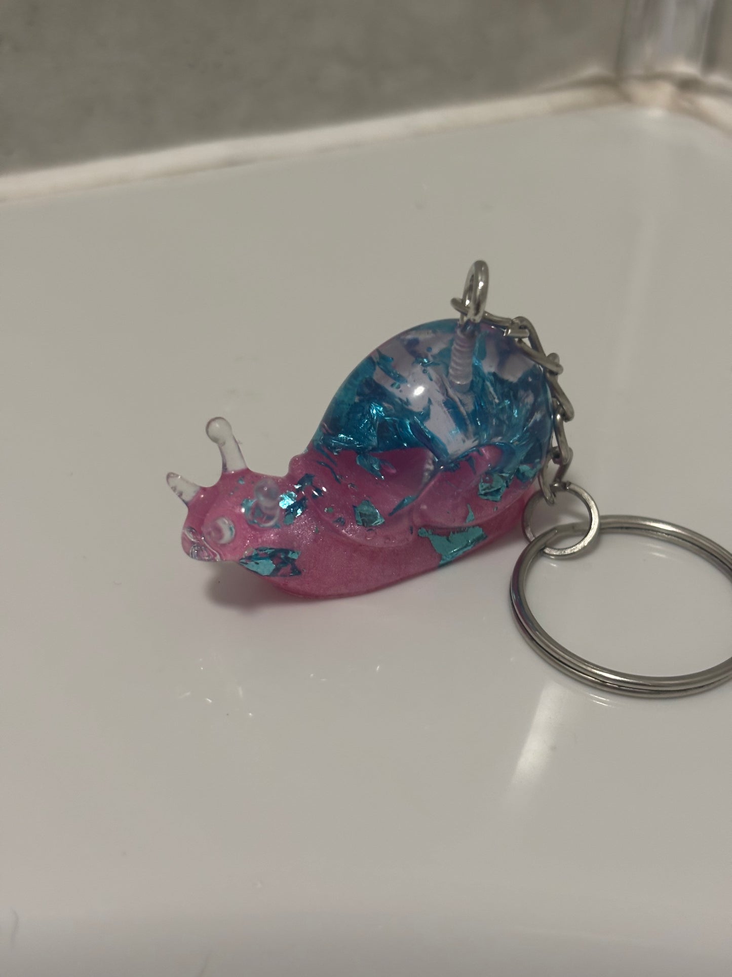 Handmade resin snail keyrings