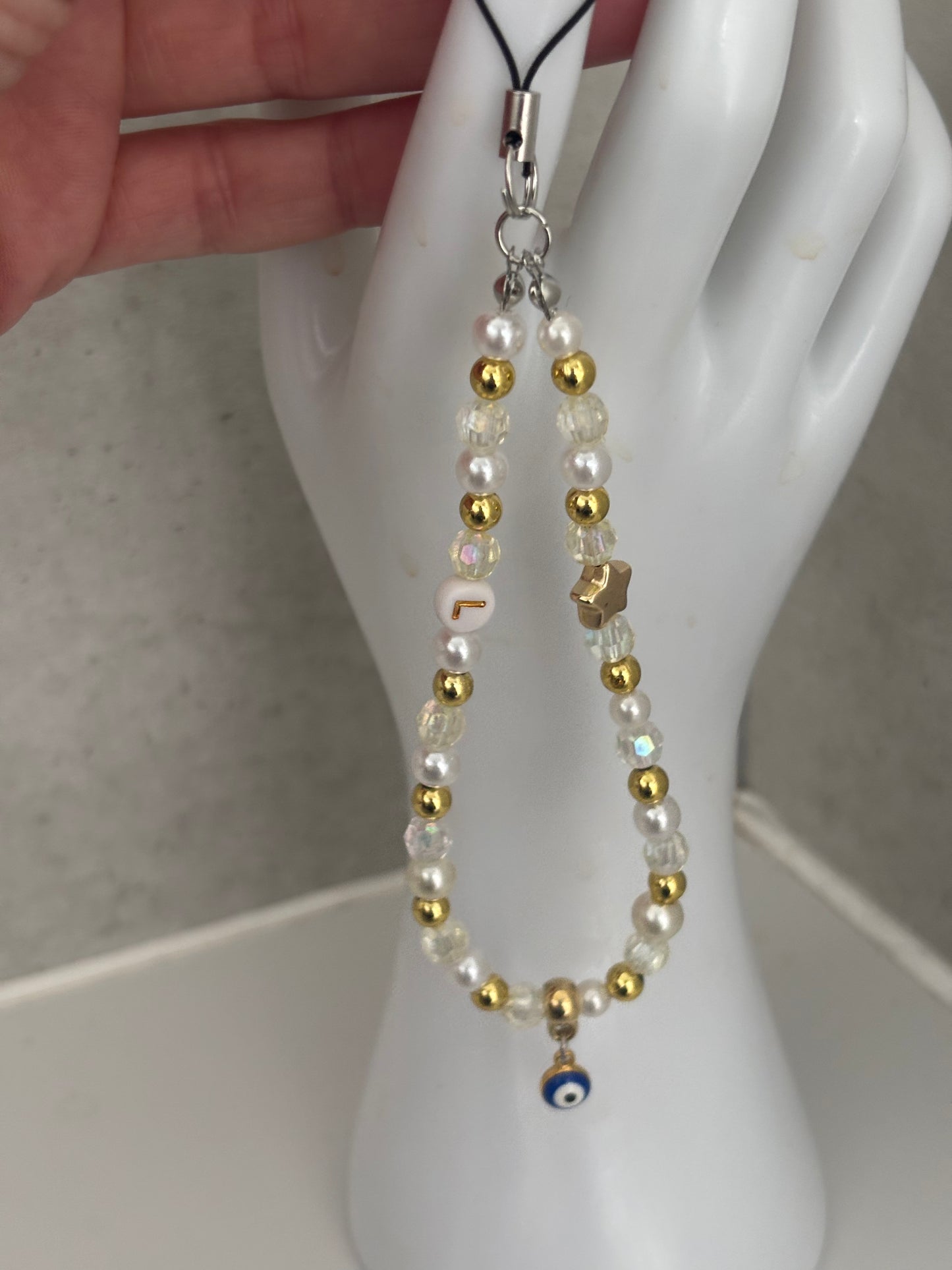 Handmade initial evil eye phone charms