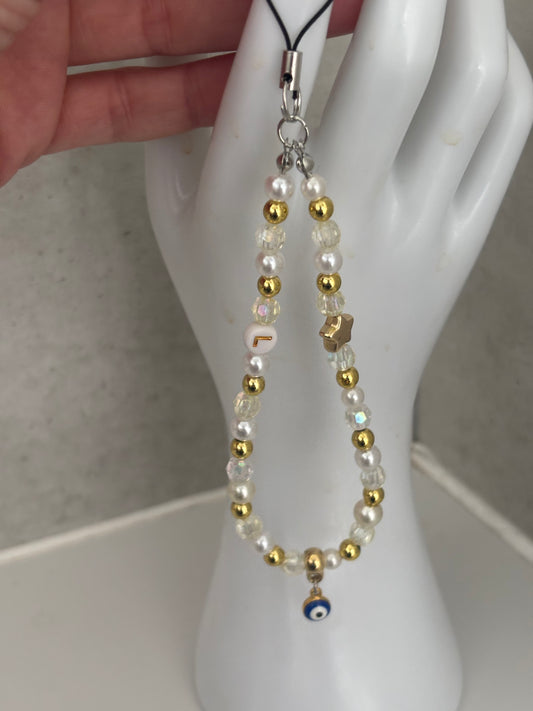 Handmade initial evil eye phone charms
