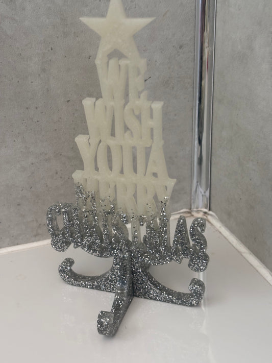 Handmade res we wish you merry Christmas tree ornaments