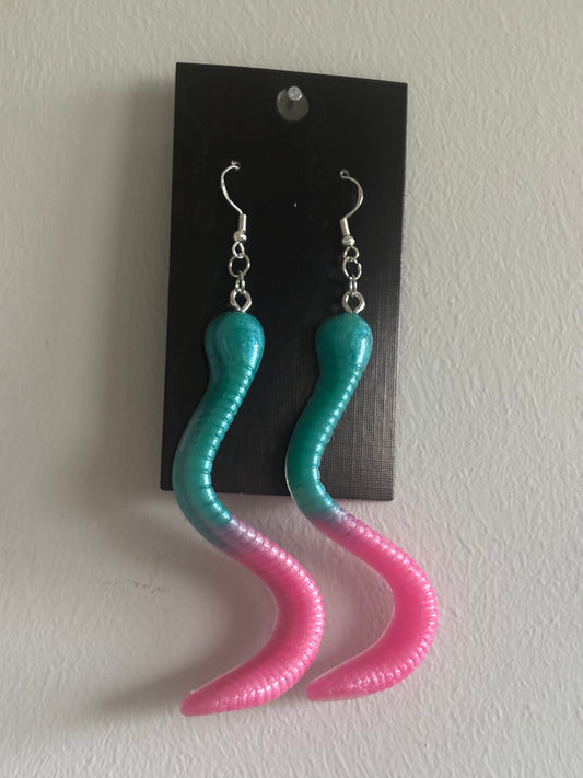 Handmade resin gummy worm earrings