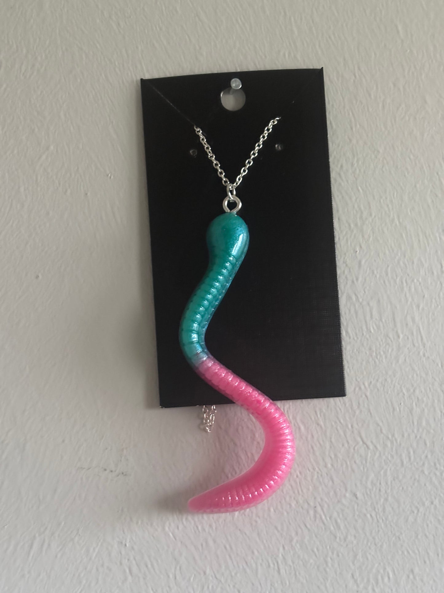 Handmade resin gummy worm necklace