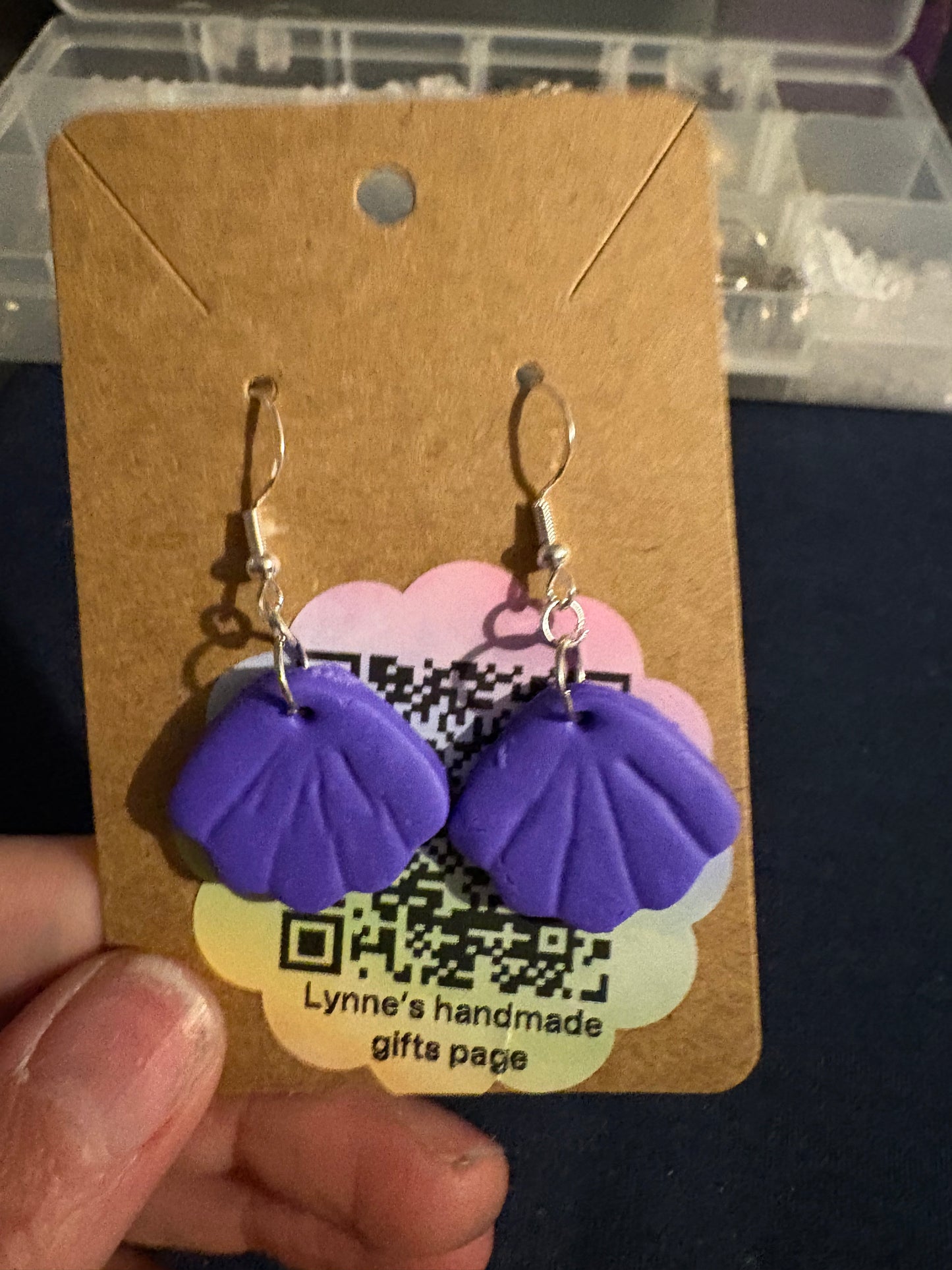 Handmade polymer clay shell earrings