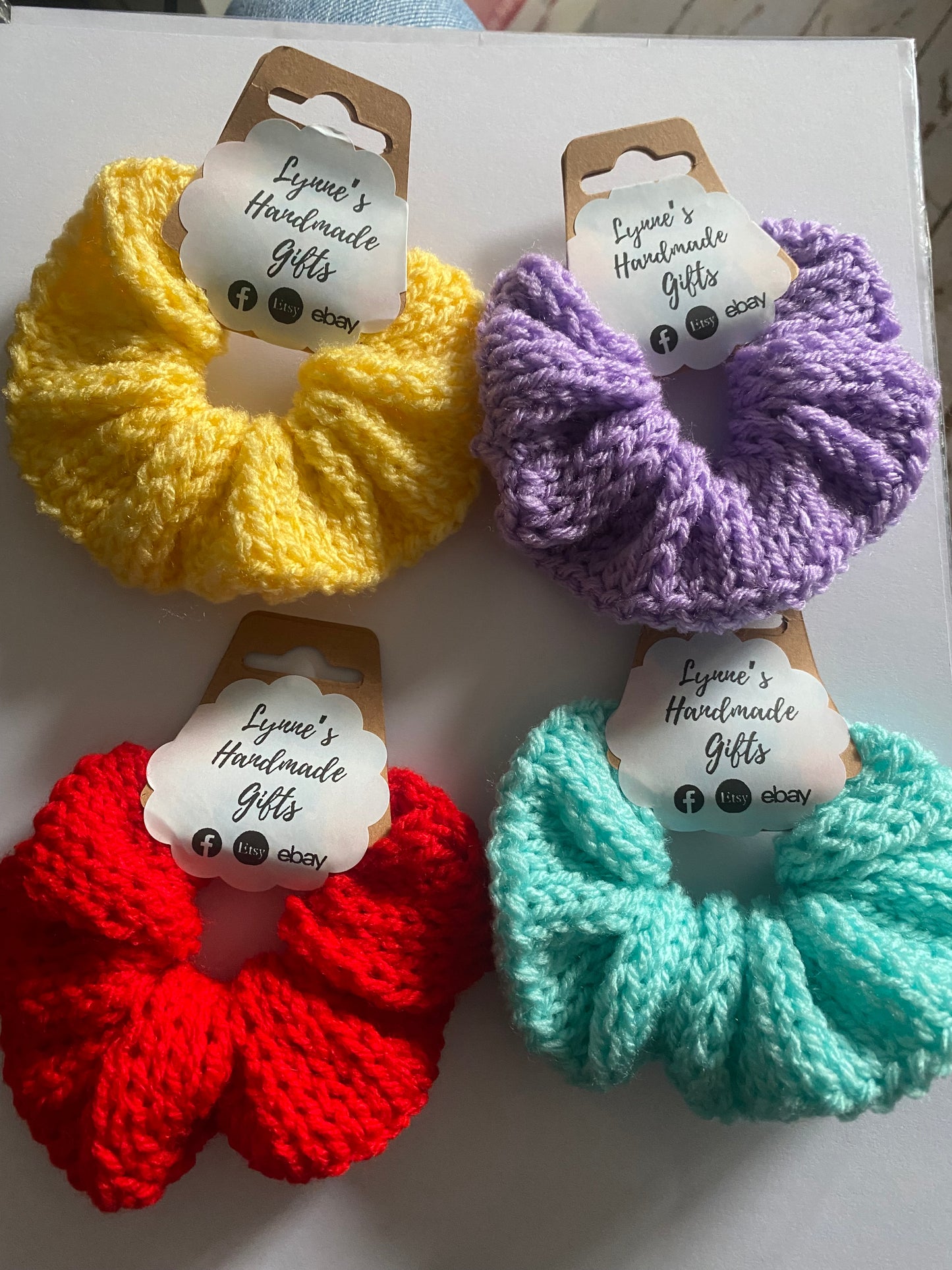 Handmade knitted scrunchies