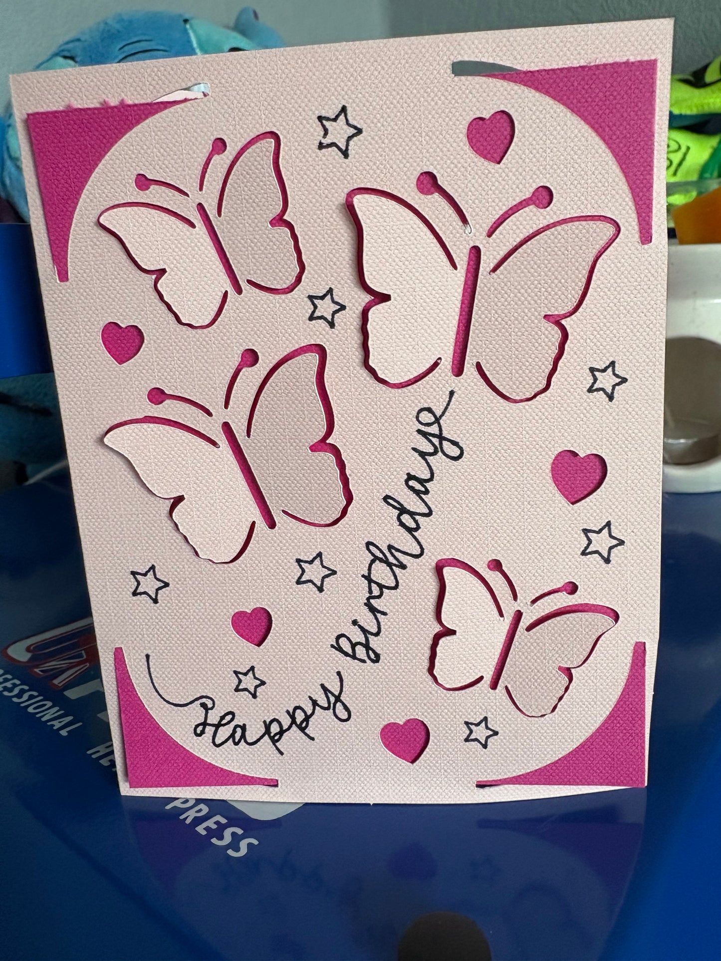Handmade happy birthday butterfly card