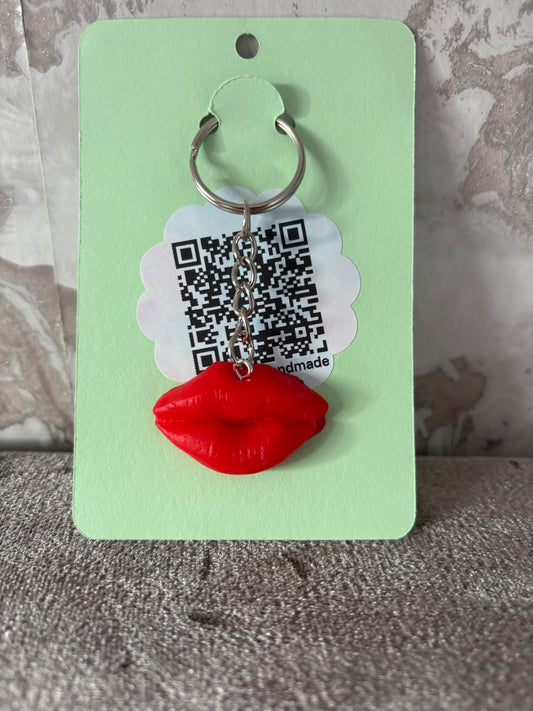 Handmade polymer clay lip keyring