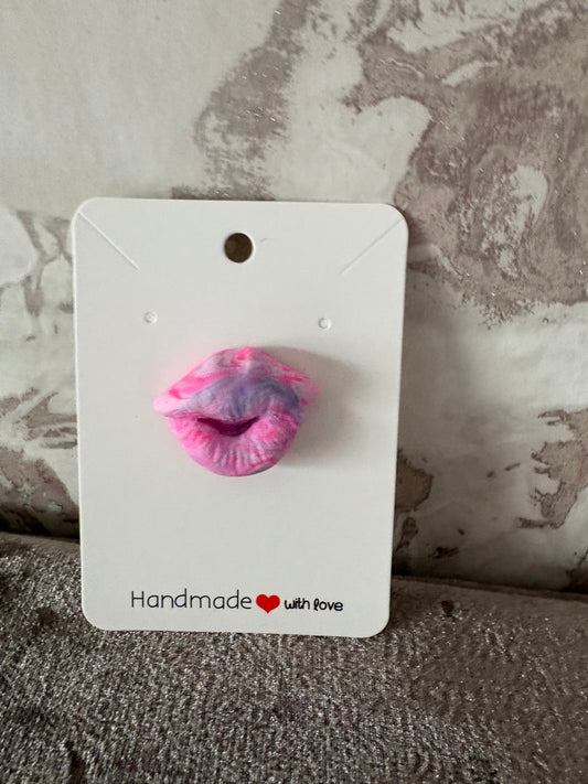 Handmade polymer clay lip badge pin