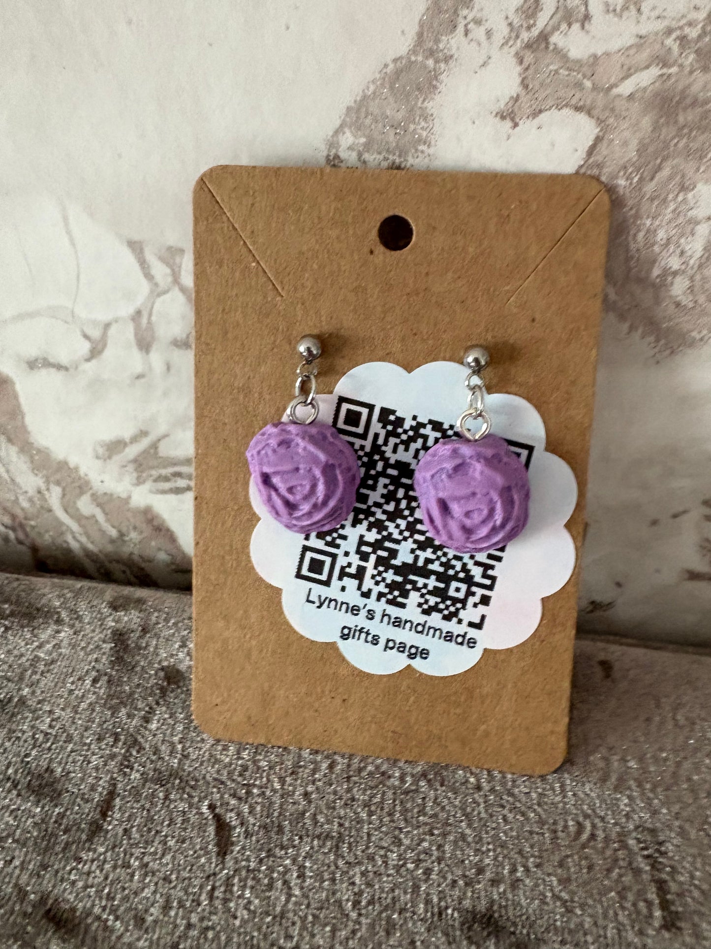 Handmade polymer clay rose earrings
